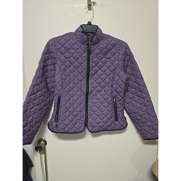 ! Eddie Bauer Jacket Womens L Purple Premium Goose Down Quilted Snap Light EB650 - Picture 2 of 10